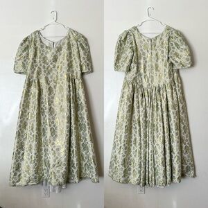 Vintage Handmade Green Shimmer Floral Dress Plus Size